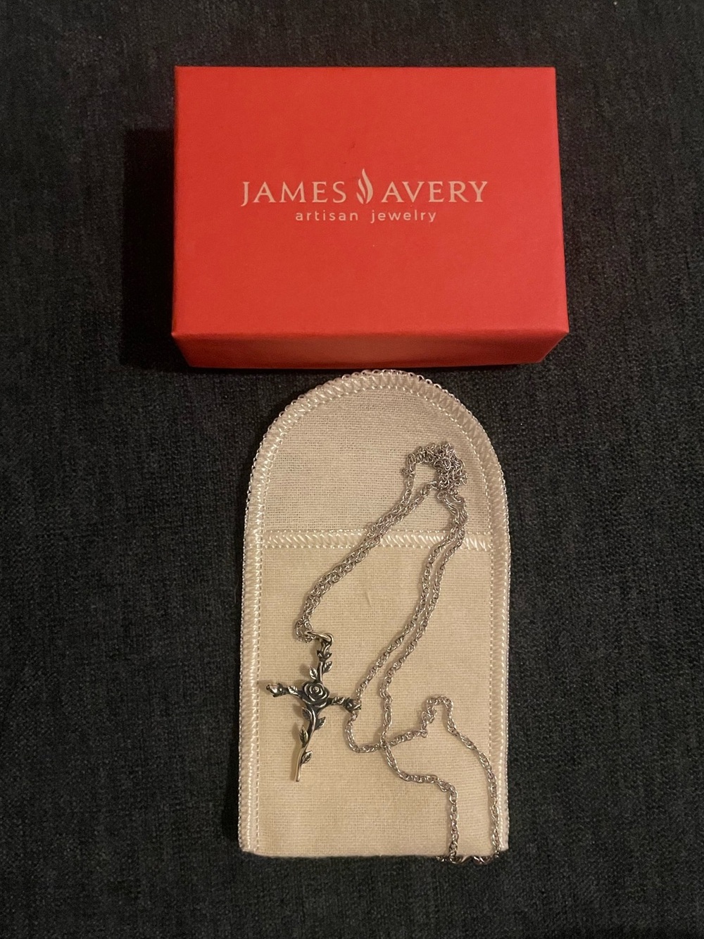 James Avery Silver Rose Cross Necklace - Silver